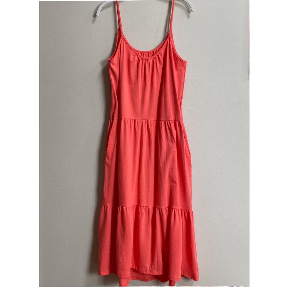 All In Favor Coral Tiered Jersey Tank Midi Dress - Picture 9 of 16